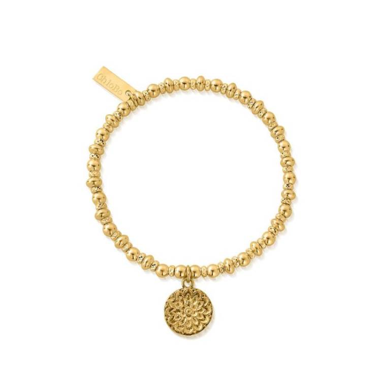 ChloBo Sterling Silver Gold Plated Didi Sparkle Moonflower Bracelet - Yellow Gold PVD