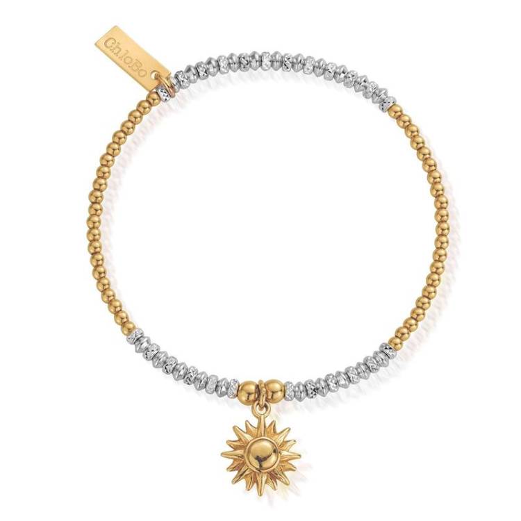 ChloBo Sterling Silver Gold Plated Sparkle Sun Bracelet - Yellow Gold PVD
