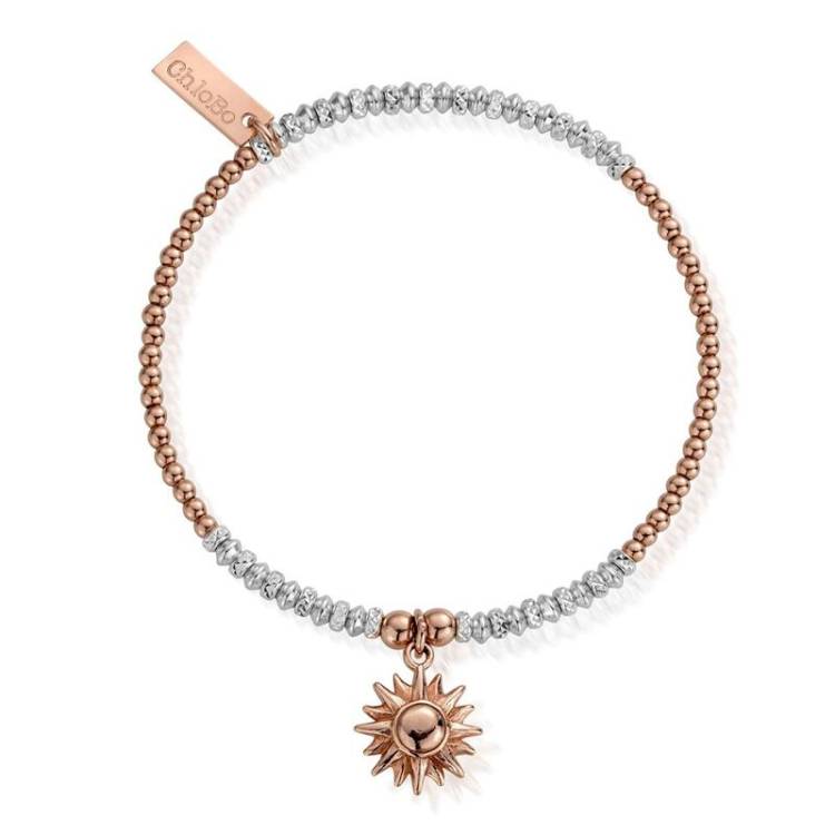 ChloBo Sterling Silver Rose Gold Plated Sparkle Sun Bracelet - Rose Gold PVD