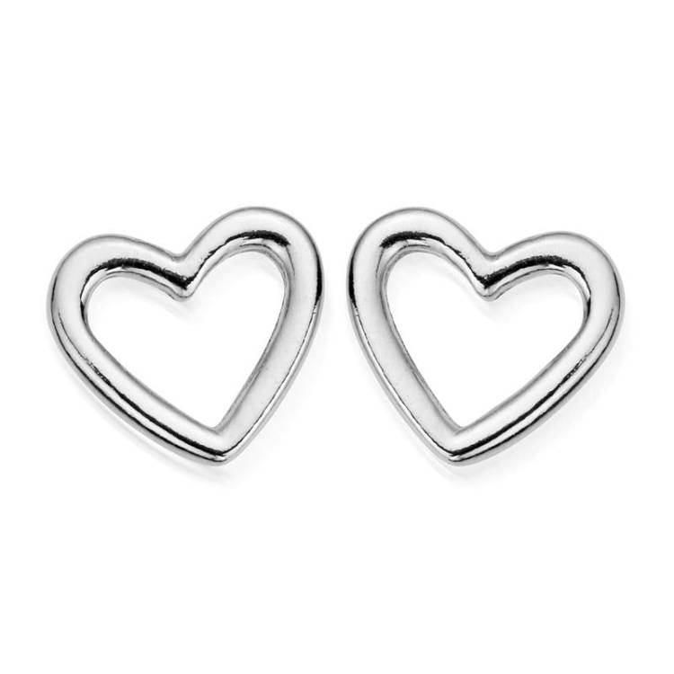 ChloBo Sterling Silver Open Love Heart Stud Earrings - Sterling Silver
