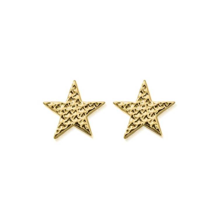 ChloBo Sterling Silver Gold Plated Sparkle Star Stud Earrings - Yellow Gold PVD
