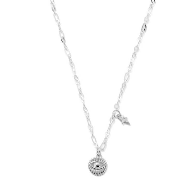 ChloBo Sterling Silver Delicate Evil Eye Necklace D - Sterling Silver
