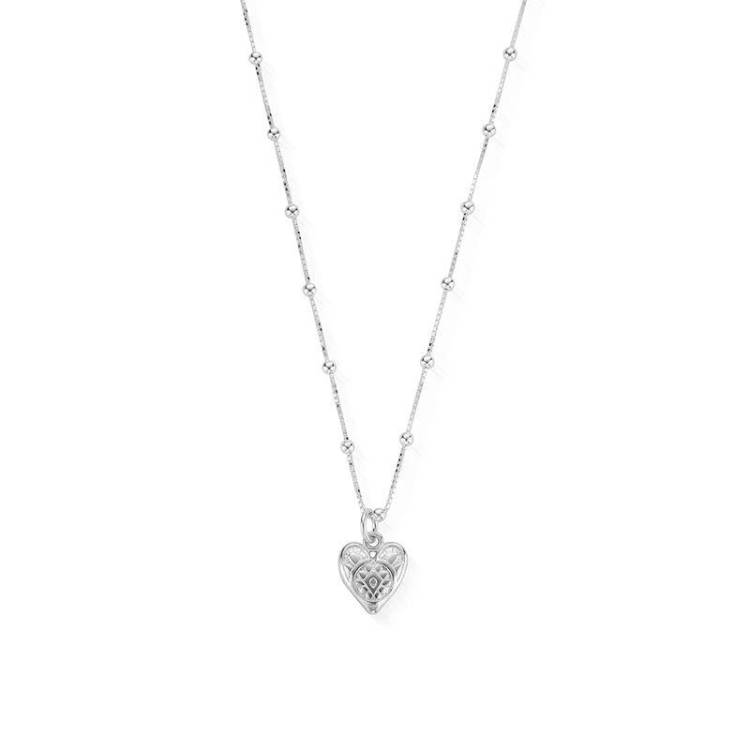 ChloBo Sterling Silver Bobble Chain Heart Necklace - Sterling Silver