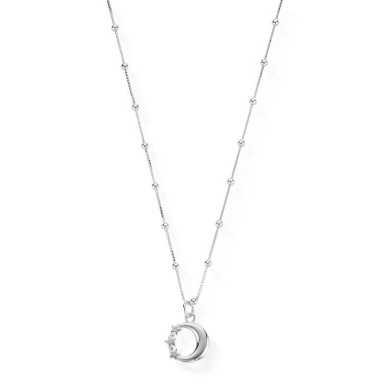 ChloBo Sterling Silver Bobble Chain Moon & Stars Necklace - Sterling Silver