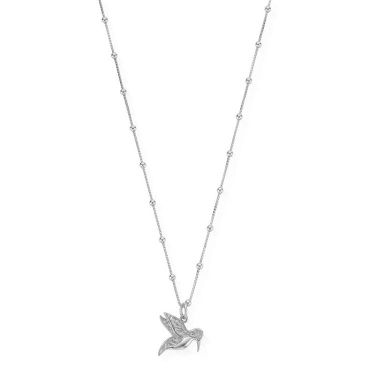 ChloBo Sterling Silver Bobble Chain Hummingbird Necklace - Sterling Silver