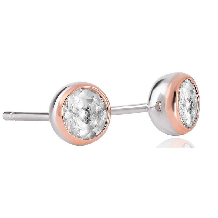 Clogau Celebration Sterling Silver White Topaz Stud Earrings - Silver