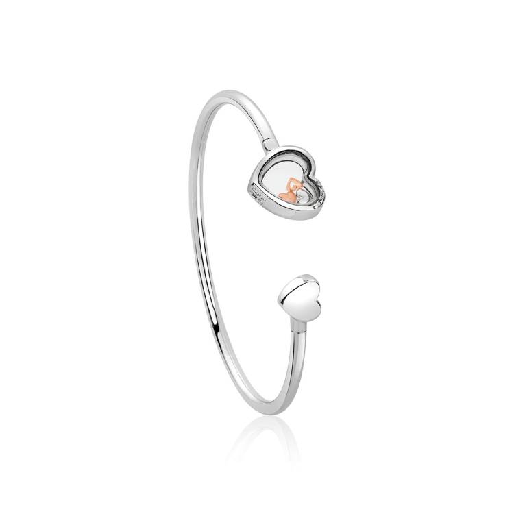 Clogau Cariad Heart Inner Charm Sterling Silver Bangle D - Silver