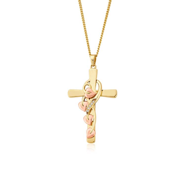 Clogau Tree of Life Diamond 9ct Gold Cross Necklace - Gold