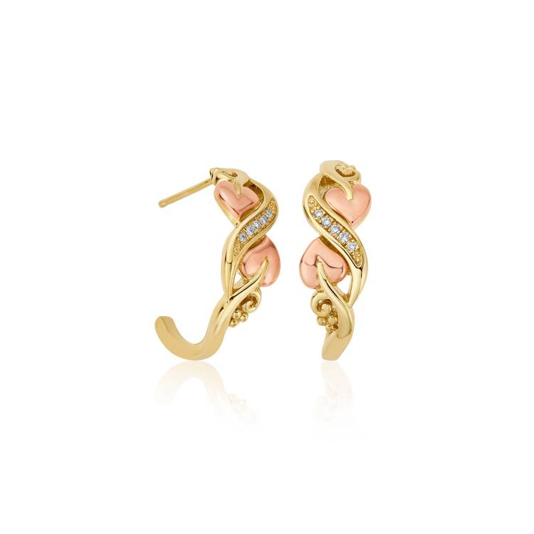 Clogau Tree of Life Diamond 9ct Gold Half Hoop Earrings - Gold