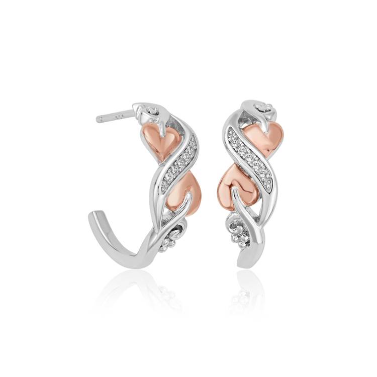 Clogau Tree of Life White Topaz Sterling Silver Half Hoop Earrings - Silver