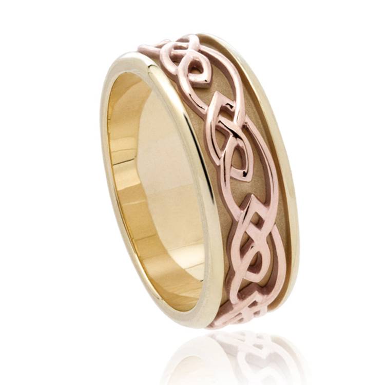 Clogau Annwyl 9ct Yellow Gold Rose Gold Celtic Weave Wide Ring - W