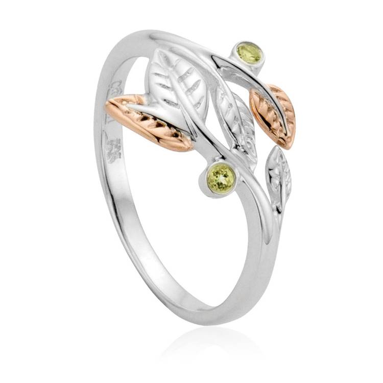 Clogau Awelon Sterling Silver Rose Gold Peridot Ring D - S