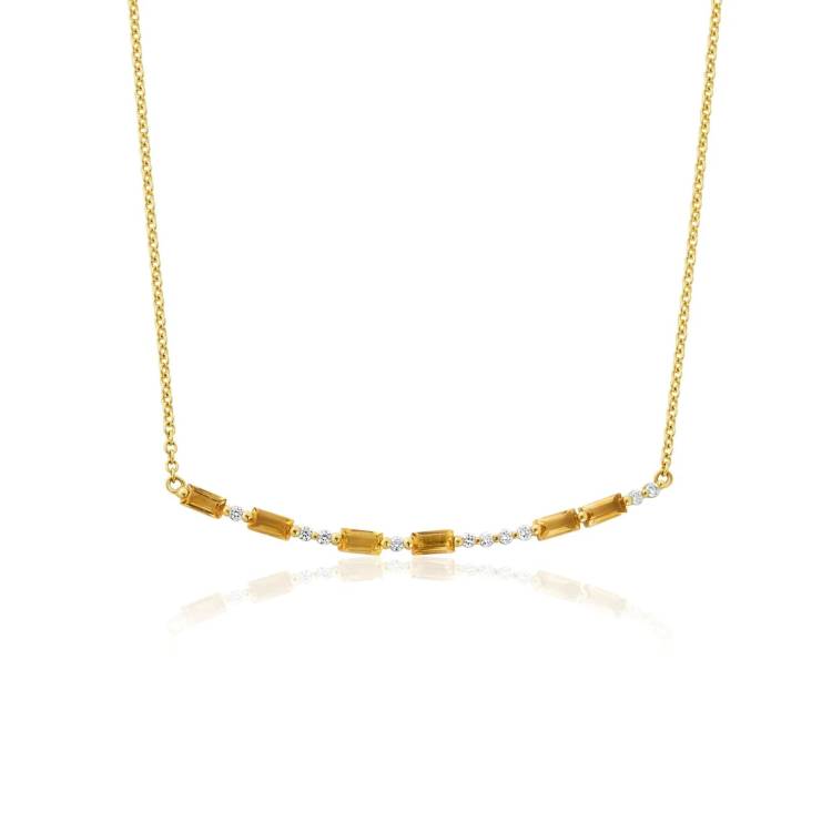 Clogau Cariad Morse Code 9ct Gold Diamond Citrine Necklace