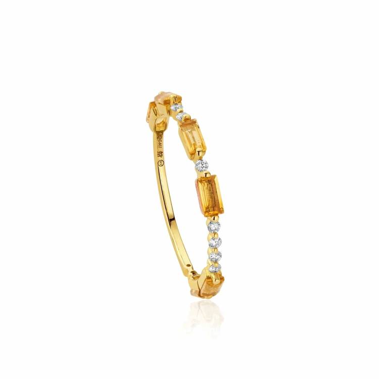 Clogau Cariad Morse Code 9ct Gold Diamond Citrine Ring - N