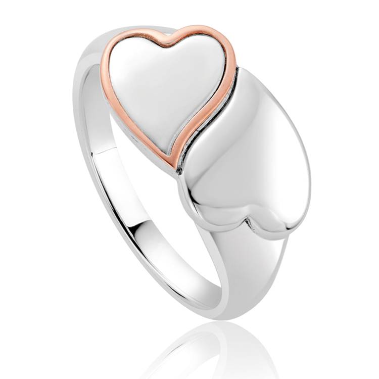 Clogau Cwtch Double Heart Sterling Silver Ring D - R