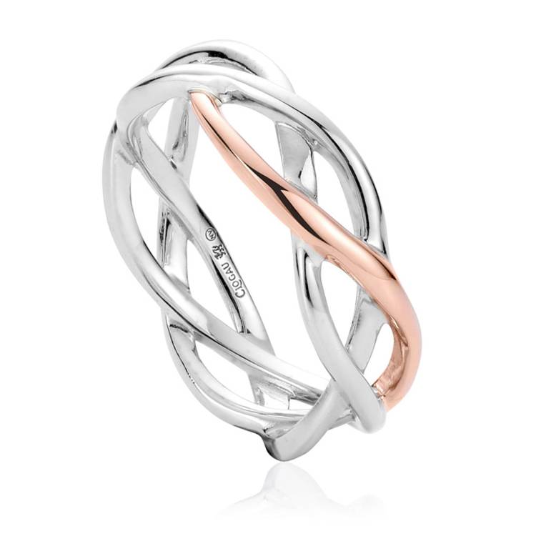 Clogau Eternal Love Sterling Silver Weave Ring D - Q