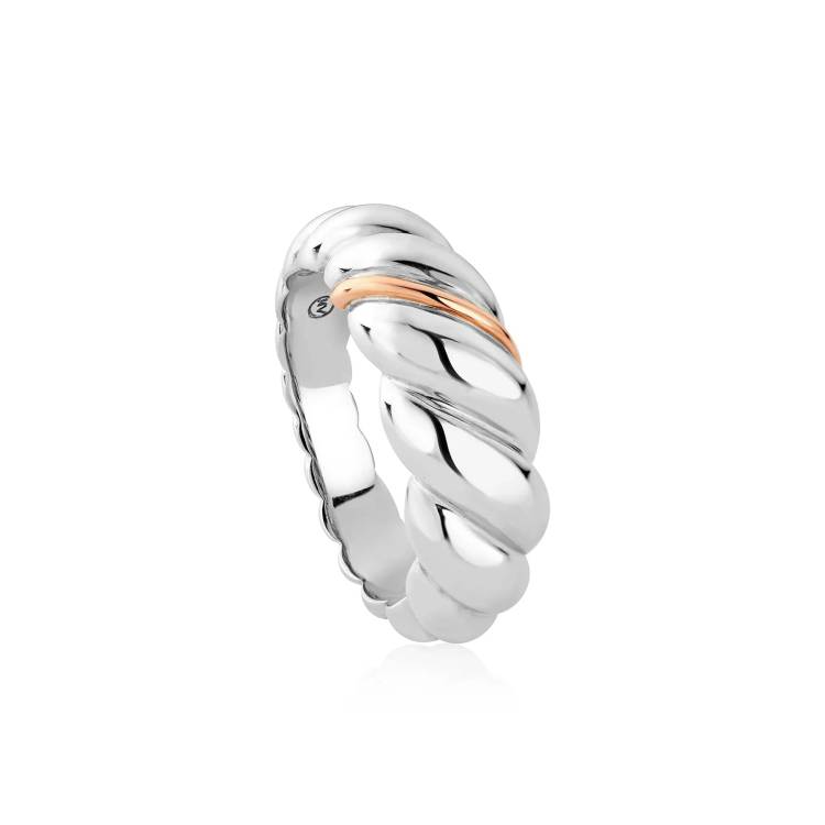 Clogau Lover's Twist Sterling Silver Ring - L