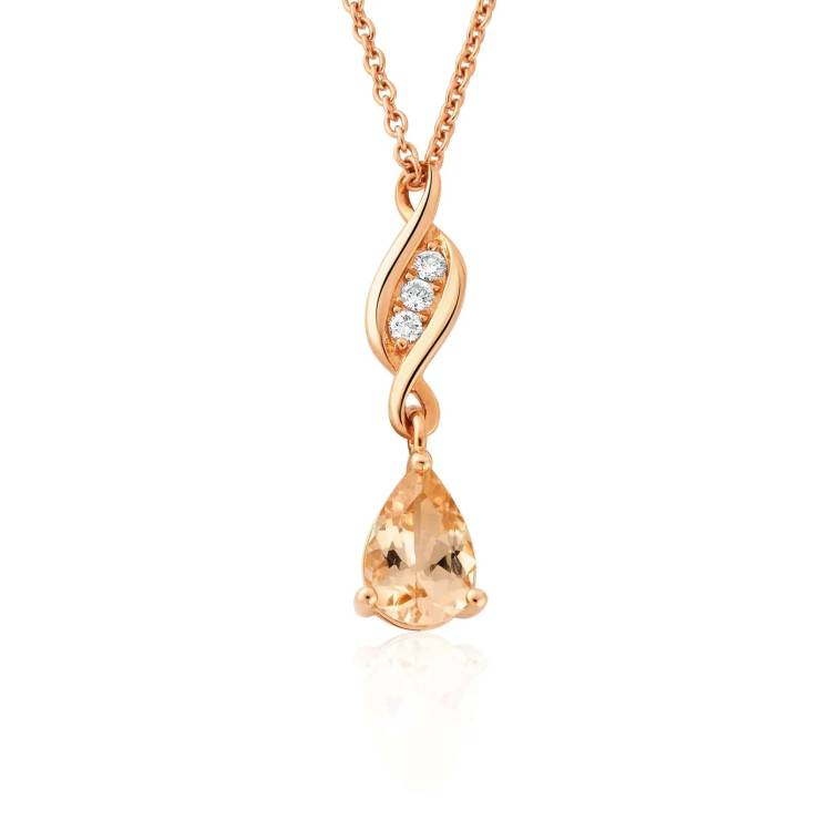 Clogau Past Present Future 1854 18ct Gold Diamond Morganite Necklace