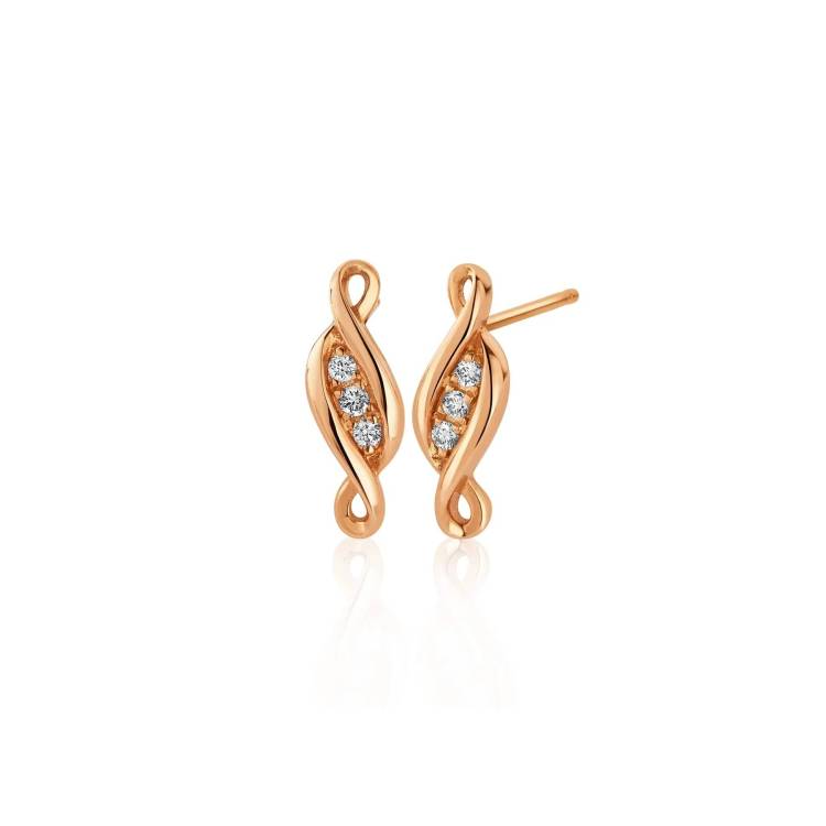 Clogau Past Present Future 1854 18ct Gold Diamond Stud Earrings