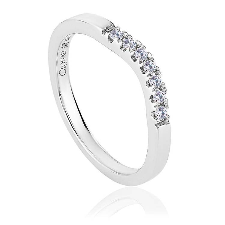 Clogau Past Present Future 18ct White Gold 0.14ct Diamond Wedding Ring - P