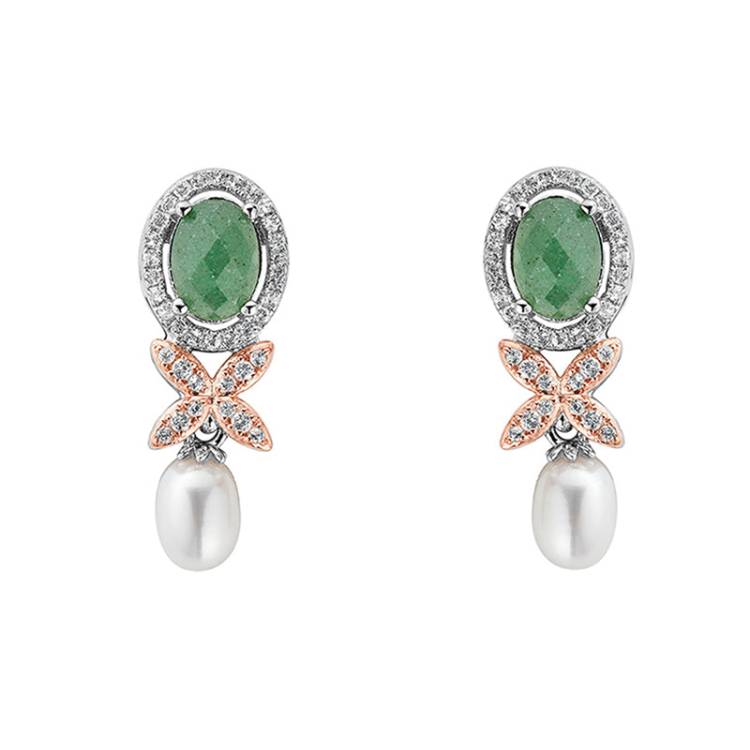 Clogau Queens Jubilee Superbloom Aventurine Earrings D - Sterling Silver