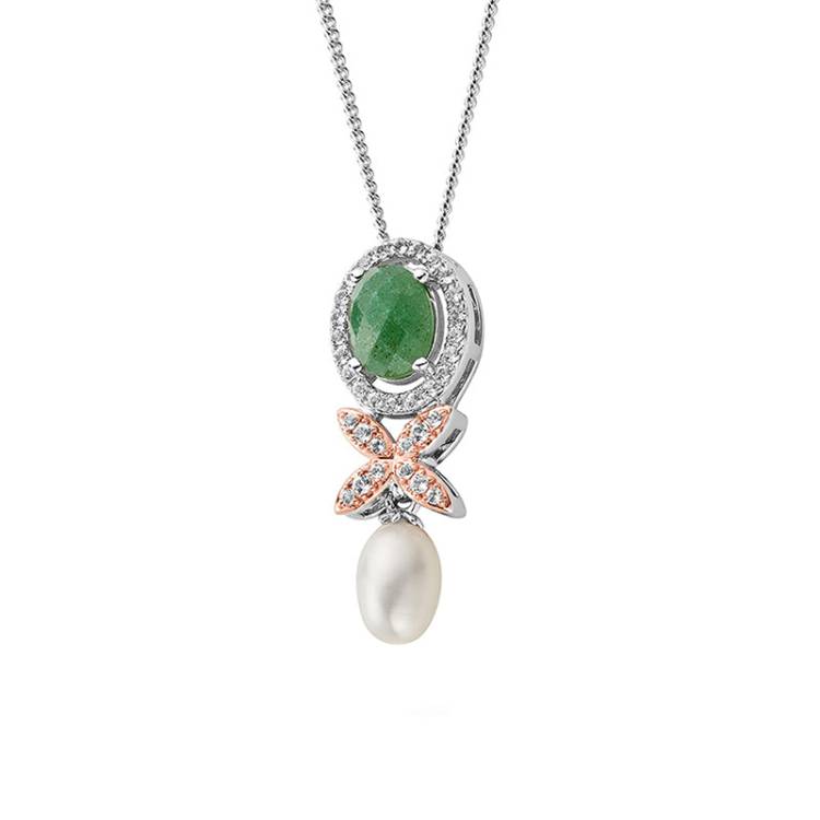 Clogau Queens Jubilee Superbloom Aventurine Pendant D - Sterling Silver