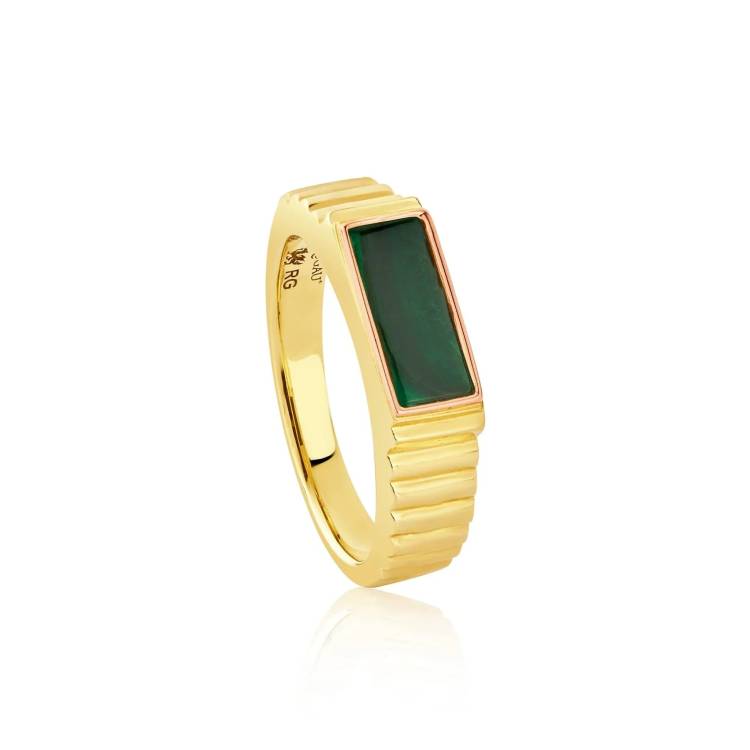 Clogau Reflections Of Padarn 9ct Gold Malachite Ring - T