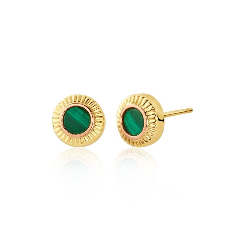 Clogau Reflections Of Padarn 9ct Gold Malachite Stud Earrings