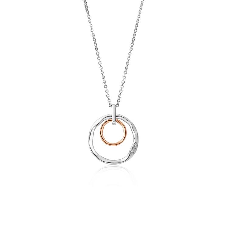 Clogau Ripples Double Hoop Sterling Silver White Topaz Pendant - Silver