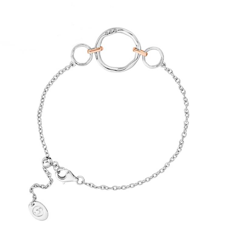 Clogau Ripples Triple Circle Sterling Silver White Topaz Bracelet - Silver