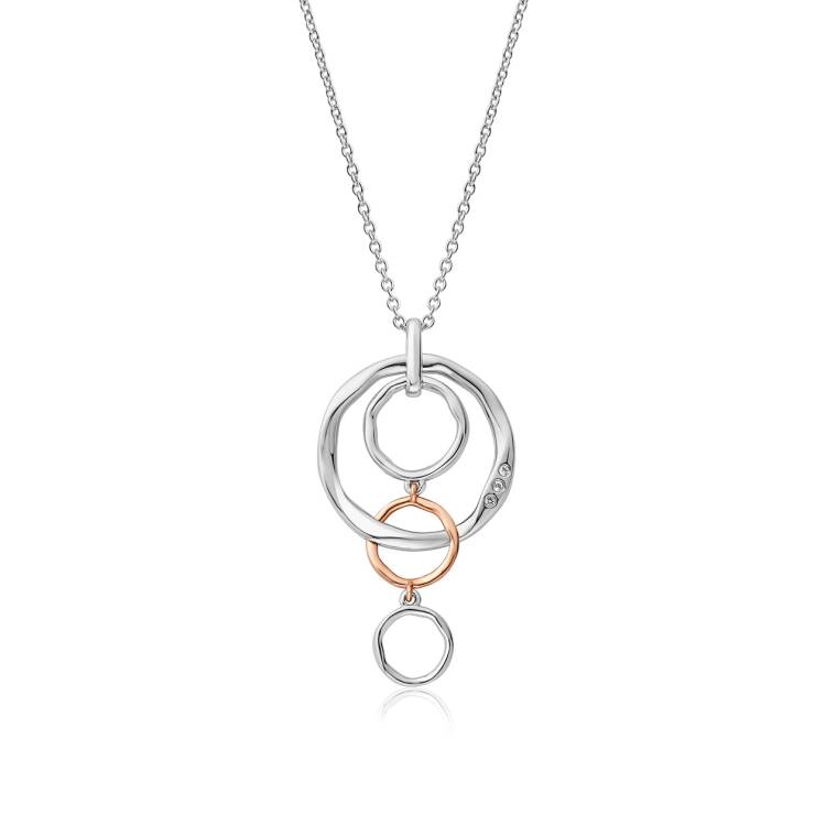 Clogau Ripples Triple Hoop Sterling Silver White Topaz Pendant - Silver