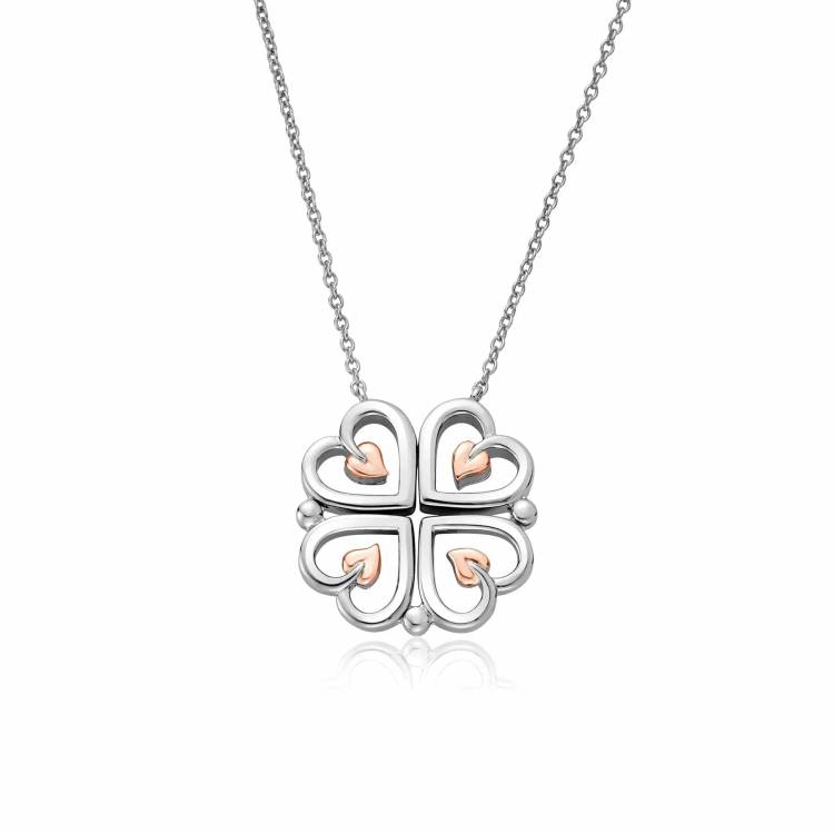 Clogau Tree Of Life Sterling Silver Heart Clover Necklace
