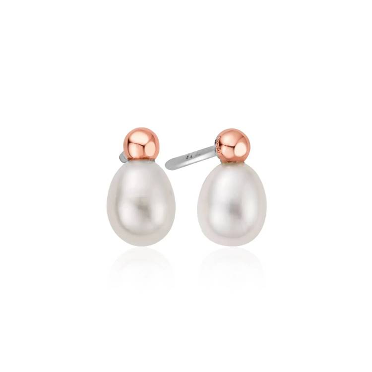 Clogau Welsh Beachcomber Sterling Silver Freshwater Pearl Stud Earrings
