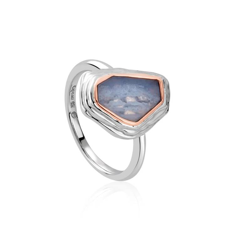 Clogau Capstones Sterling Silver Blue Agate Ring - T