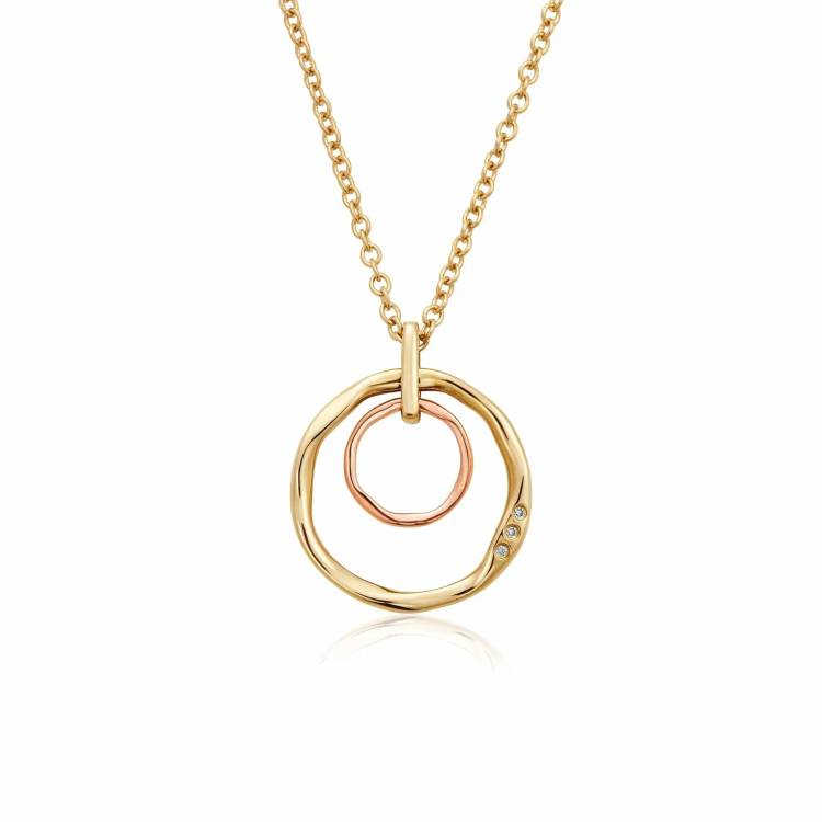 Clogau Ripples 9ct Gold Diamond Pendant