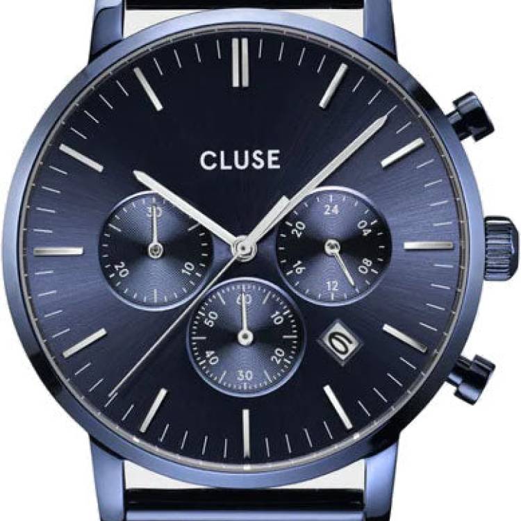 Cluse Watch Aravis Chrono Mesh Full Blue Mens - Blue