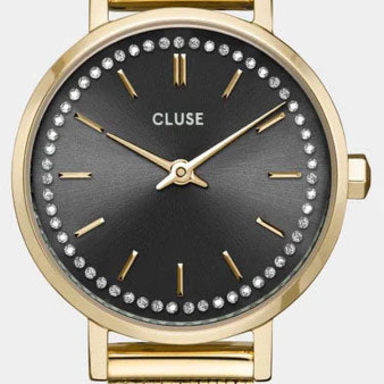 Cluse Watch Boho Chic Petite Crystals Mesh Grey Gold - Grey