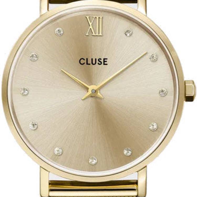 Cluse Watch Minuit Mesh Crystals Full Gold - Gold