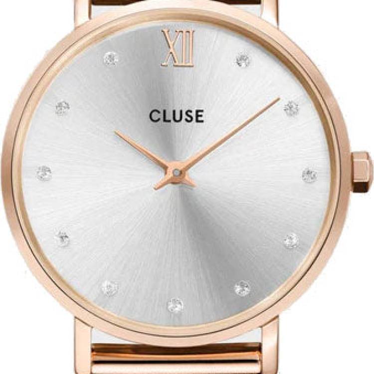 Cluse Watch Minuit Mesh Crystals Silver Rose Gold - Silver