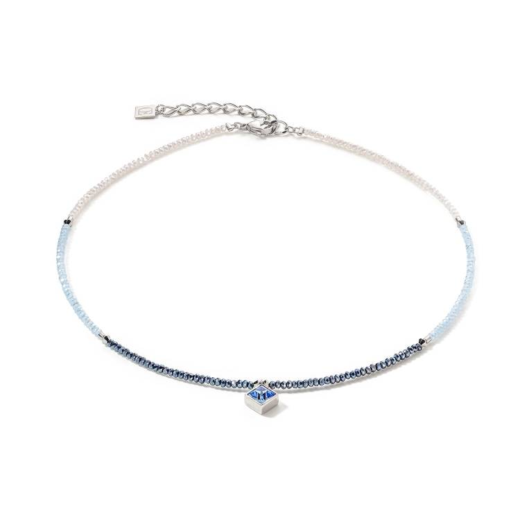 Coeur De Lion Brilliant Square Silver Light Blue Necklace - Silver