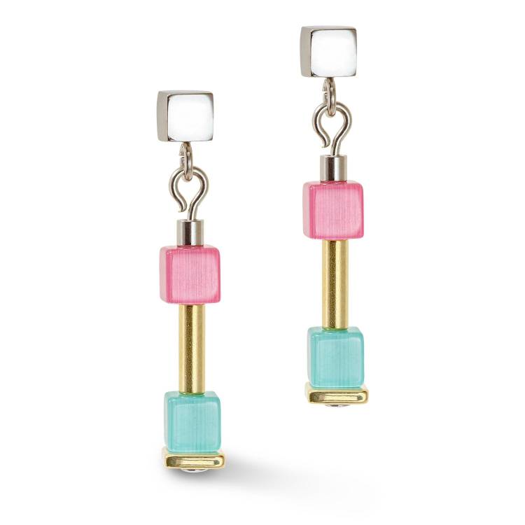 Coeur De Lion GeoCUBE Cube Story Spring Multicolour Drop Earrings - Silver