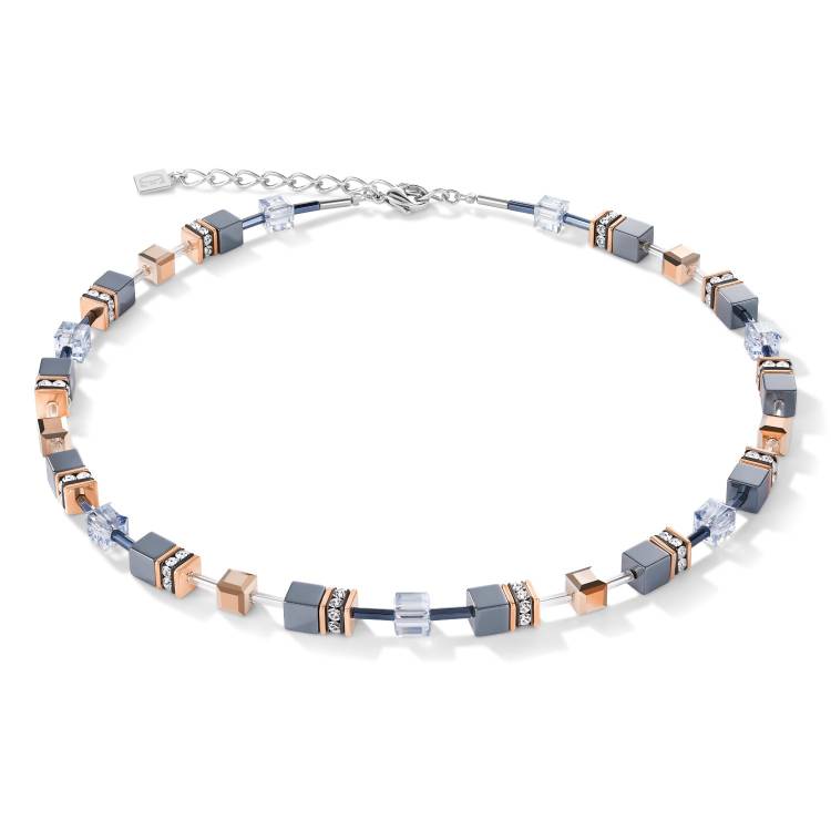 Coeur De Lion GeoCUBE Ice Blue Necklace - Silver