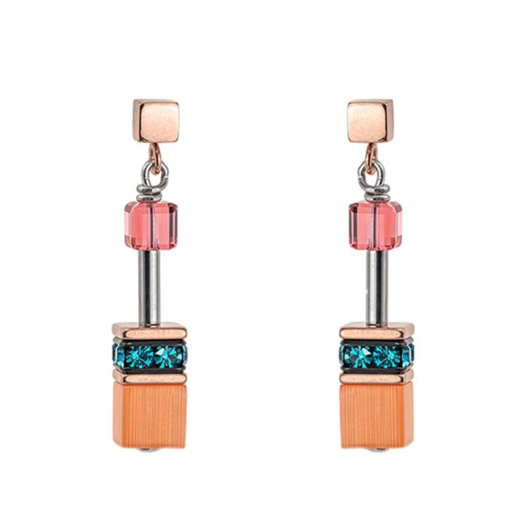 Coeur De Lion GeoCUBE Iconic Multicolour Expressive Drop Earrings - Silver