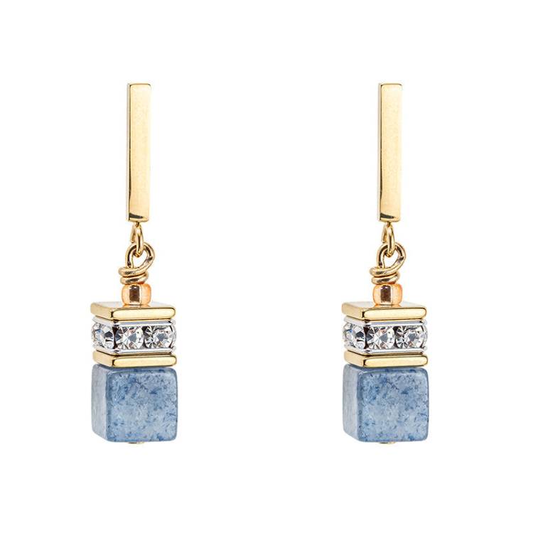 Coeur De Lion GeoCUBE Iconic Precious Light Blue Drop Earrings - Silver