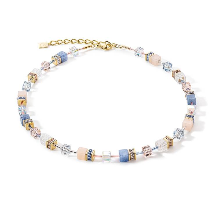 Coeur De Lion GeoCUBE Iconic Precious Light Blue Necklace - Silver