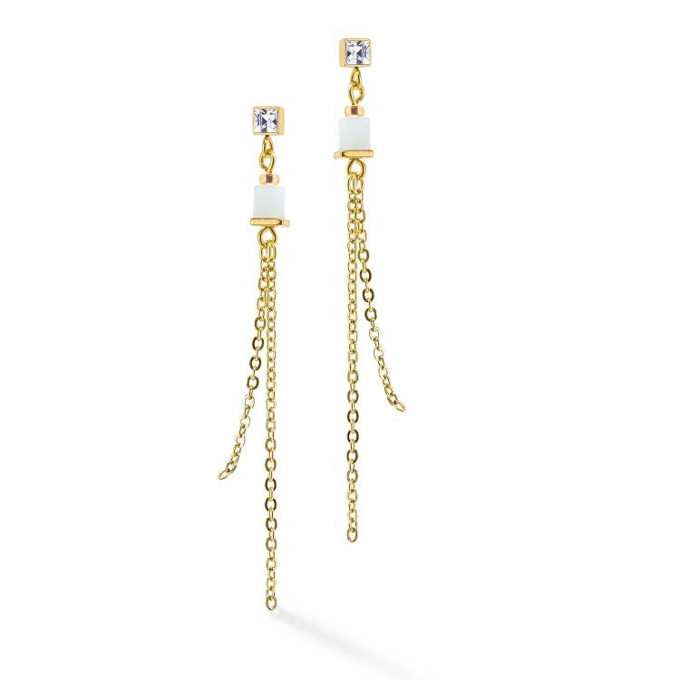 Coeur De Lion GeoCUBE Precious Multicolour Pastel Drop Earrings - Silver