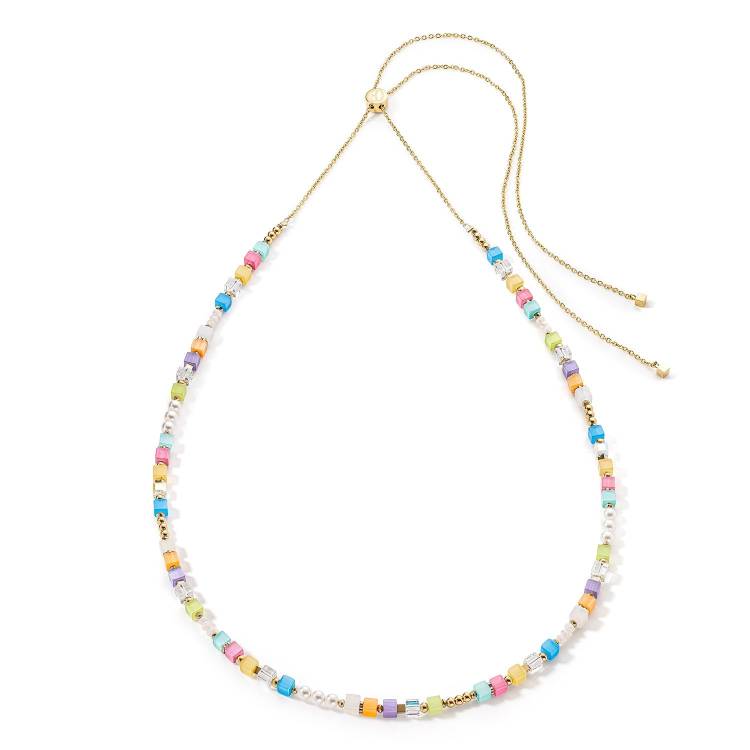 Coeur De Lion GeoCUBE Summer Breeze Multicolour Adjustable Necklace - Silver