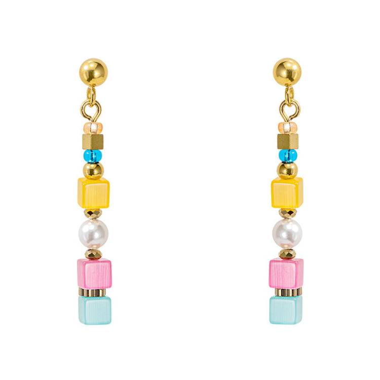Coeur De Lion GeoCUBE Summer Breeze Multicolour Drop Earrings - Silver