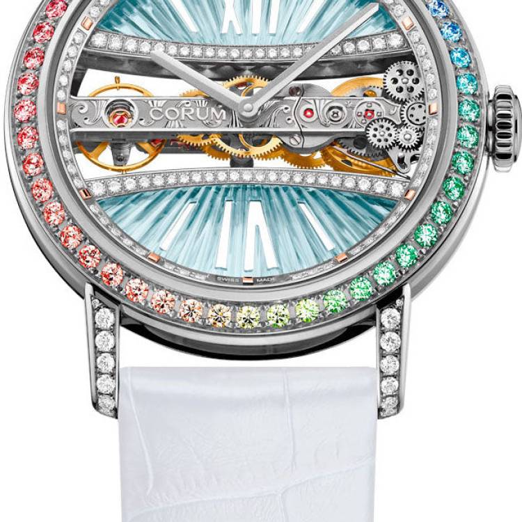 Corum Watch Goldem Bridge 39 White Gold Diamonds - Silver