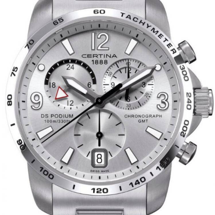 Certina Watch DS Podium Big Size Chrono GMT Quartz - Silver